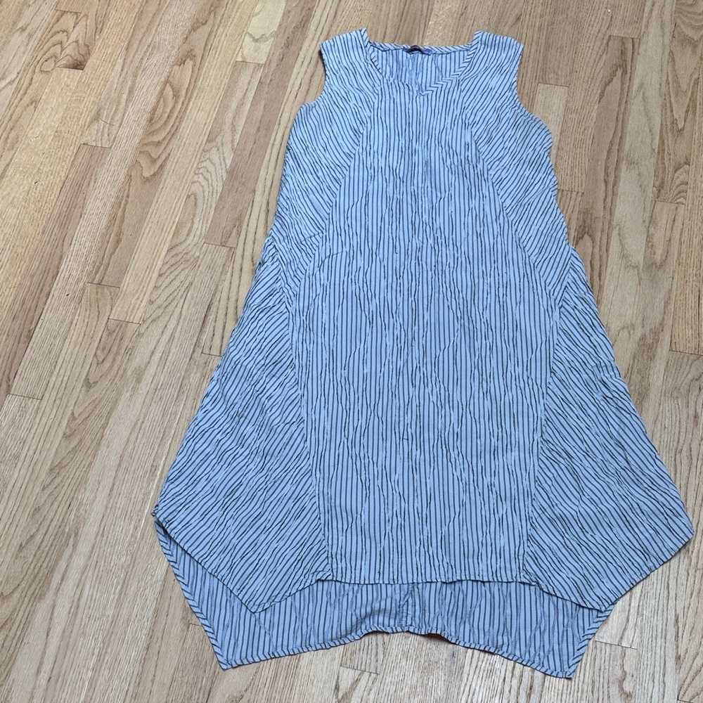 Cut Loose Blue and White Striped Sleeveless Midi Dress